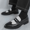 New Black White Brown Mixed Penny Loafers Men Pointed Slip On Casual Shoes Wedding Dress Homecoming Footwear Zapatos Hombre