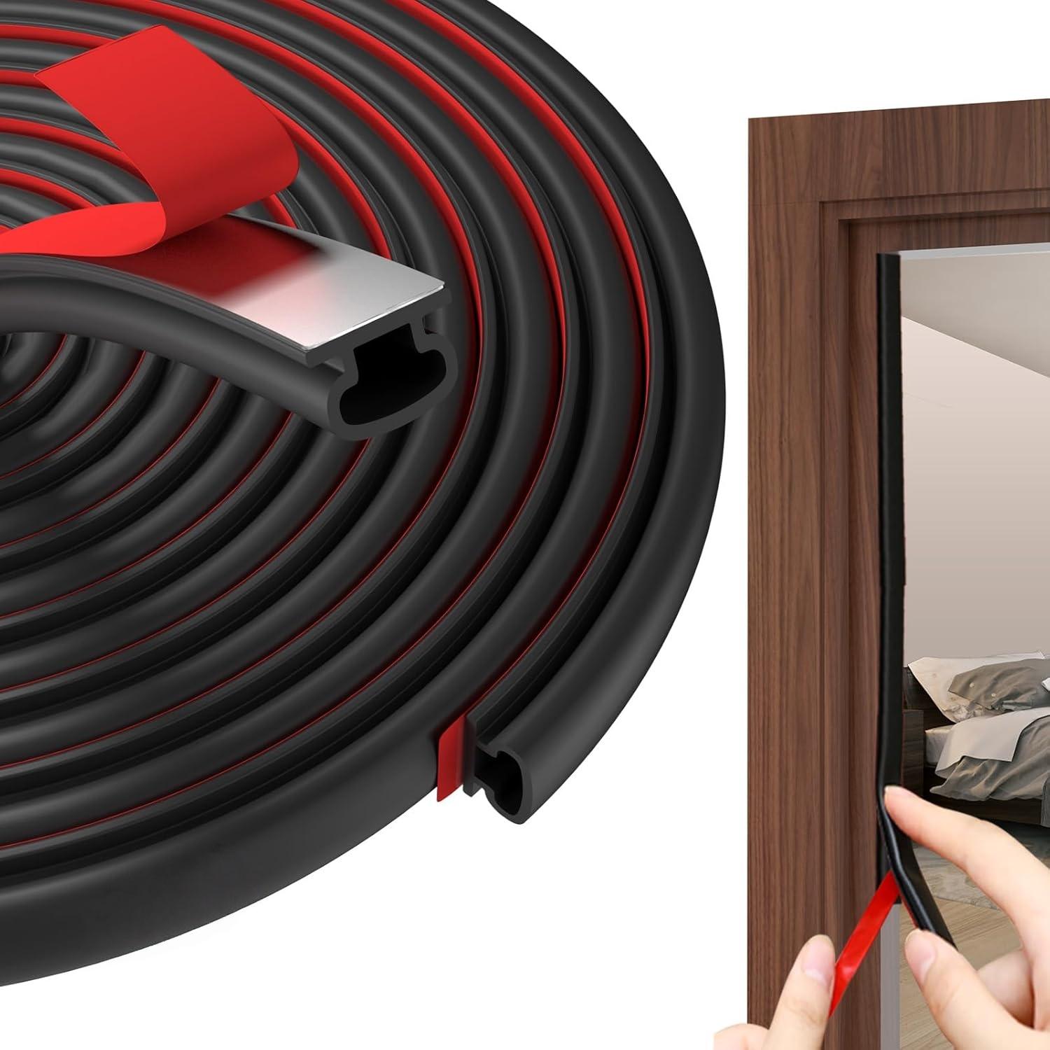 

1PC 118.1/236.22in Window Dustproof Soundproof Bedroom Door Weather Sealing Strip Self Adhesive Anti-Collision Sound Insulation 3meters чорний
