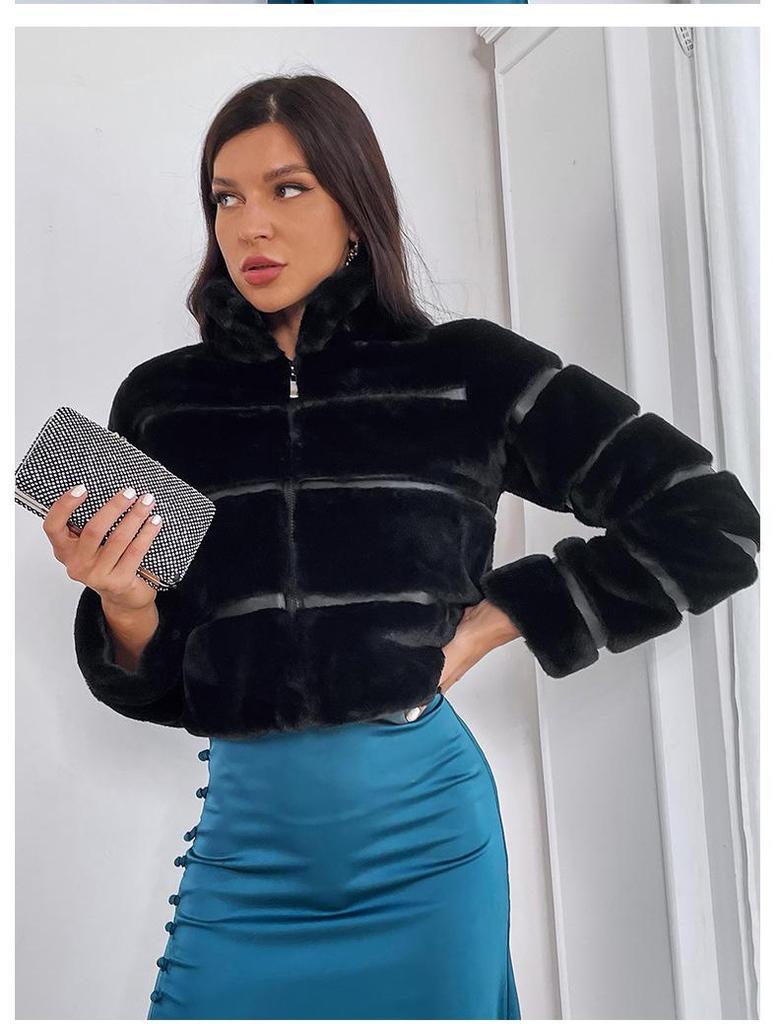 European & American Spliced Rex Rabbit Fur Coat - Women's Trendy Haining Short Style