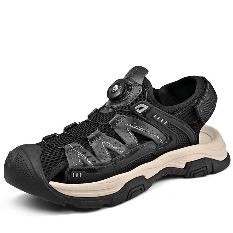 Fashion New Men Outdoor Genuine Leather Sandals High-quality Summer Non-slip Beach Sneakers Fashion Breathable Walking Soft Bottom Shoes