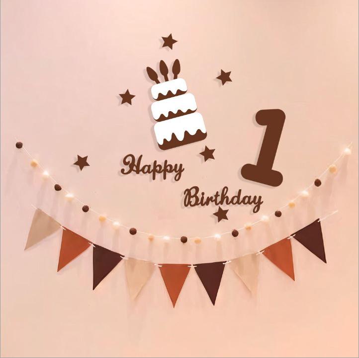 Coffee Forest Style Birthday Letters & Numbers Decoration for Kids' First Birthday Photoshoot