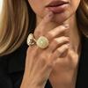 Chunky Design Metal Weave Hollow Rings Adjustable 2 Pcs/Set Geometric Rings Wedding Jewelry