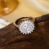 Luxury Elegant Big Flower Zircon Ring for Women Sparkling Cubic Zirconia Sunflower Finger Rings Wedding Promise Bridal Jewelry