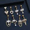 Zircon Heart Belly Button Ring For Women Girls Body Piercing Stainless Steel Navel Ring Beach Jewelry