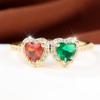 Delicate Gold Color Dual Heart Zircon Ring for Women Daily Wear and Party
