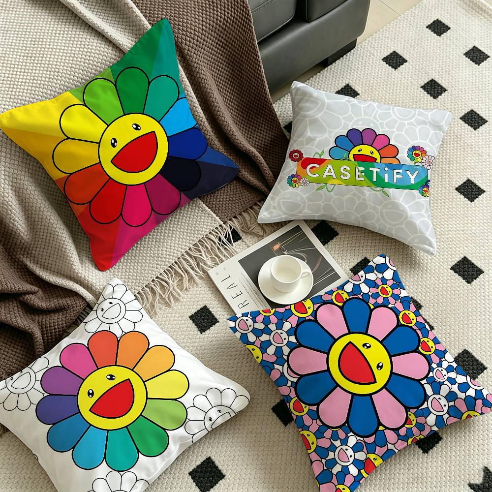 Takashi Murakami Flower Sunflower Pillow Cushion Cover Pillowcase Living Room Sofa Home Decor Customized