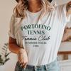 Portofino Tennis Club Italy Graphic Tee Vintage 1980 T-shirt Retro Sports Casual Shirt Vacation Travel Shirts Unisex Tennis Top