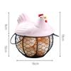 Iron Ceramic Hen Ornament Egg Fruit Storage Basket Container Kitchen Supplies Kitchen Tableware