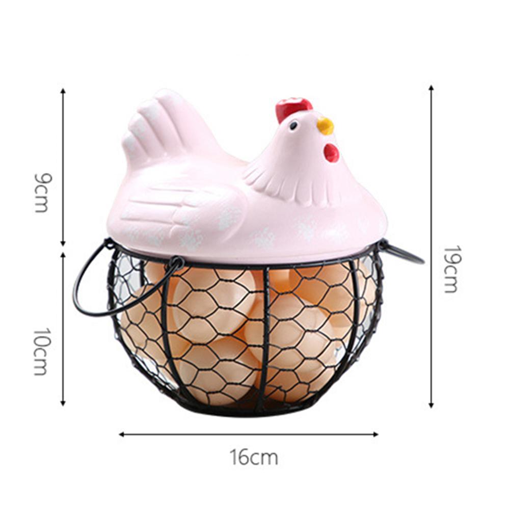 Iron Ceramic Hen Ornament Egg Fruit Storage Basket Container Kitchen Supplies Kitchen Tableware