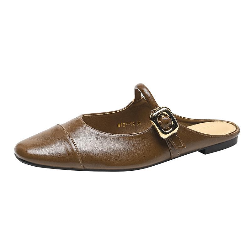 

Ленивые однопедальные сумки с плоским дном, крутые тапочки, женские 2025, новые летние легкие повседневные мюли W727-12 40