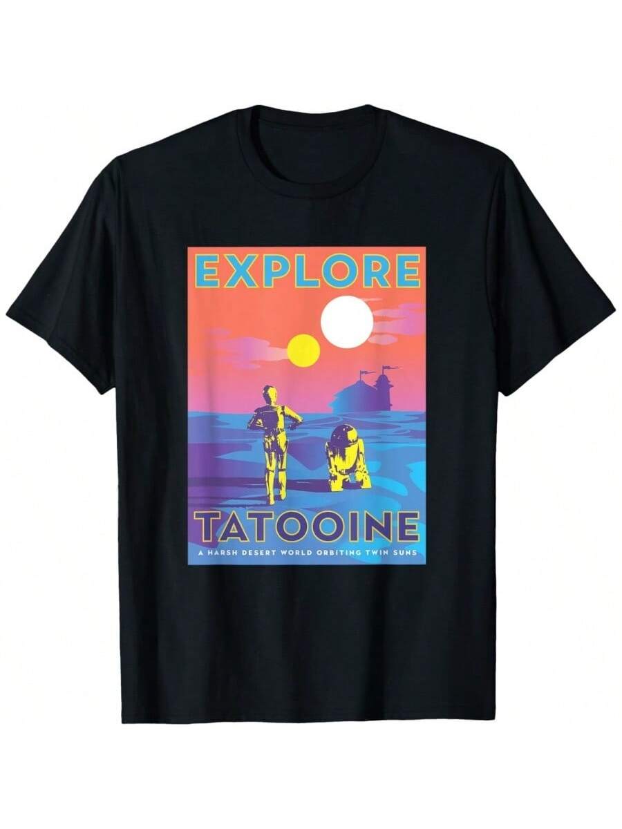 Star Wars A New Hope C-3PO And R2-D2 Explore Tatooine T-Shirt S разноцветный