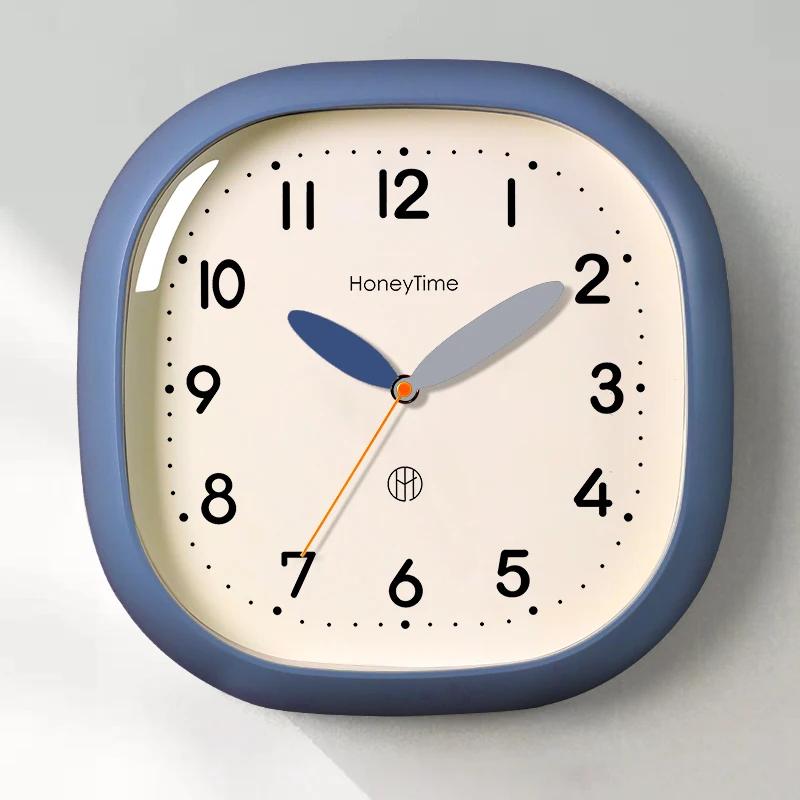 

Modern Square Wall Clock Creamy White - Silent Quartz Minimalist Hanging Watch Decor for Home Office Living Room Holiday Gift 12 inch синій