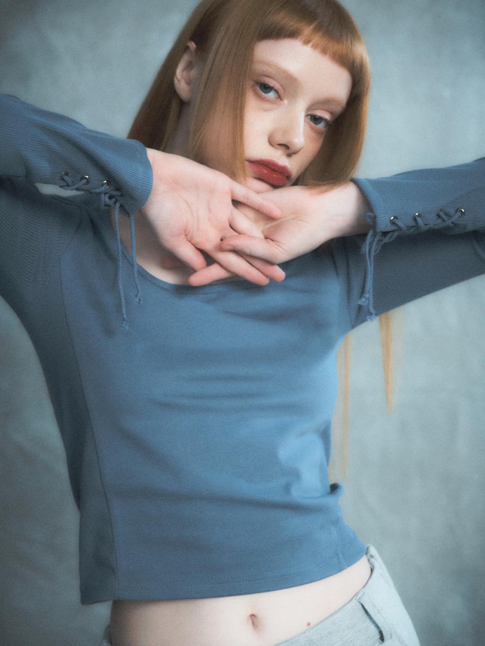 Renezmia Eyelet Tide Detail Top_Blue