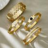 18K Gold-Plated Stainless Steel Geometric Bracelet with 5A Zircon Inlay