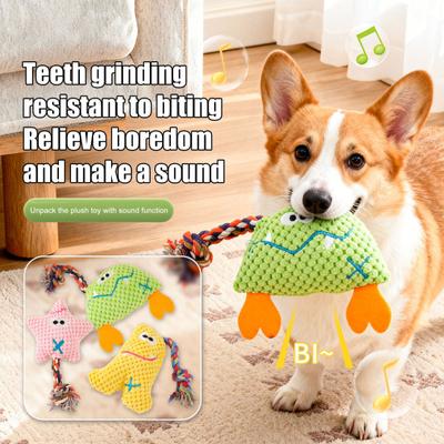 Kord Hundekauspielzeug Quietschendes Plüschtier mit buntem Seil Kaubeständig Selbstbeschäftigungsspielzeug Hunde Zerrspielzeug für kleine mittelgroße Hunde Interaktives Spiel