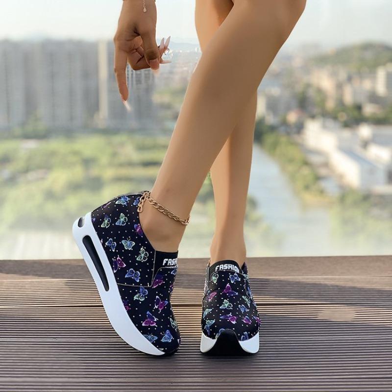 Large size sports shoes for women's spring and autumn new printed one-pedal casual shoes for women