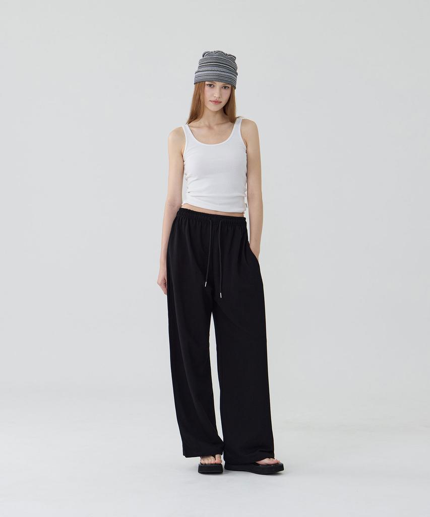 Une Light Cotton Wide Sweatpants_Black