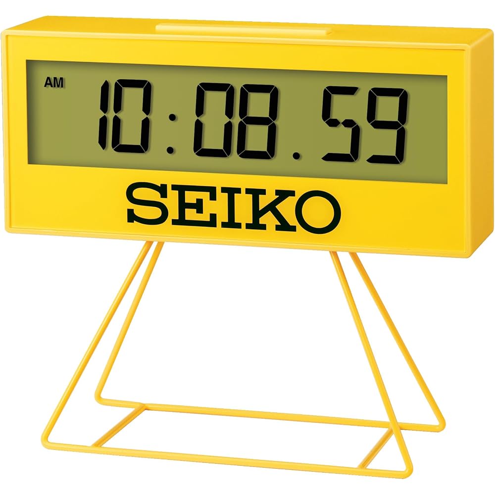 Seiko Clock Digital Mini Timer Alarm Clock, Yellow, 158 x 176 x 65 mm, SQ817Y