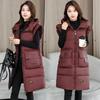 Large Size Autumn and Winter Women's Vest Hooded Mid-length Outdoor Thickened Windproof Warm Vest Loose Sleeveless Jacket Jacket