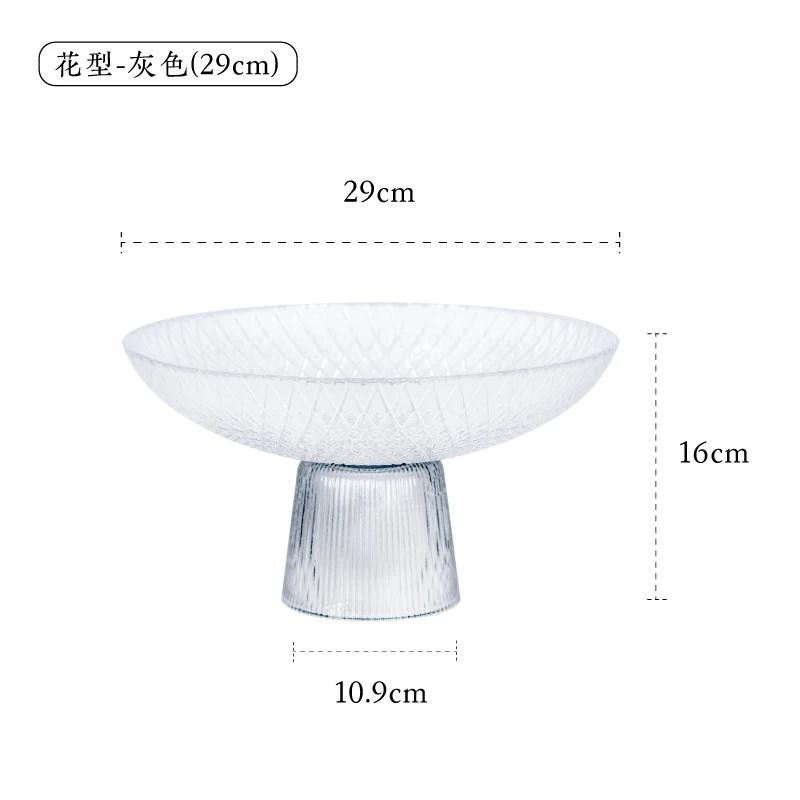 Transparent Glass Fruit Plate Round Shape Tall Feet Glass Bowl Fruit Salad Bowl Snack Tray Dish Dessert Plate Decorative Plates