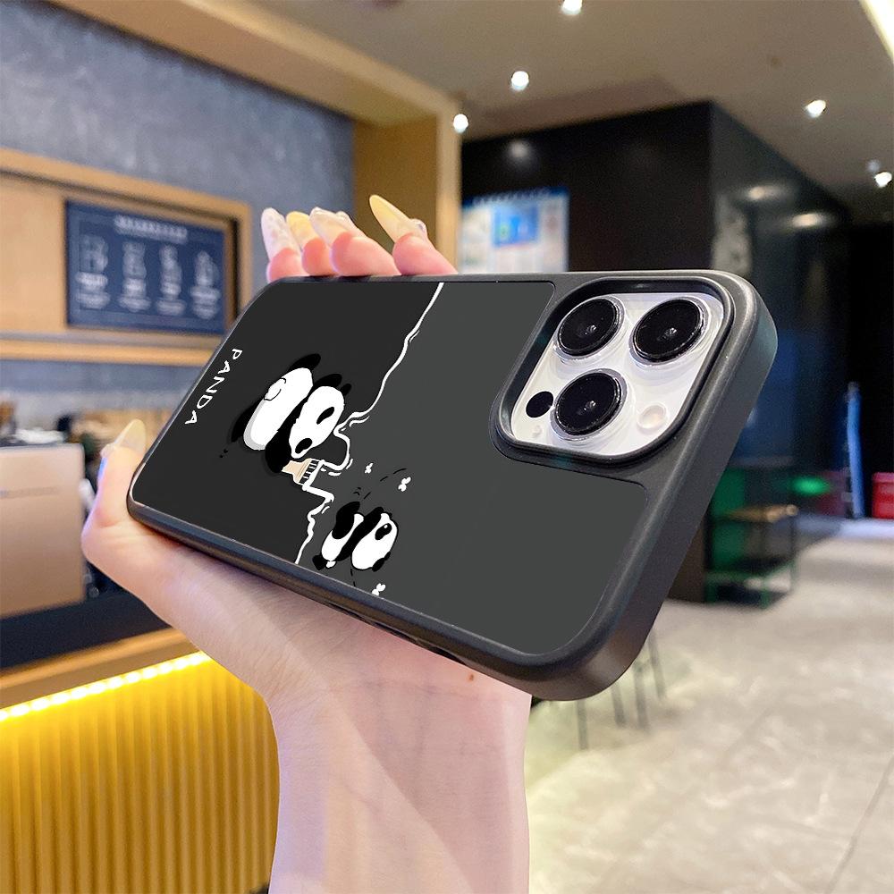 Selection of matte AG glass mobile phone case Apple 16promax cute panda iphone17 personalized hard case
