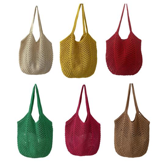 Borsa Intrecciata Vuota Borsa a TOTE in Paglia di Grande Capacità Borsa Elegante a Spalla Singola per Viaggio Spiaggia Shopping