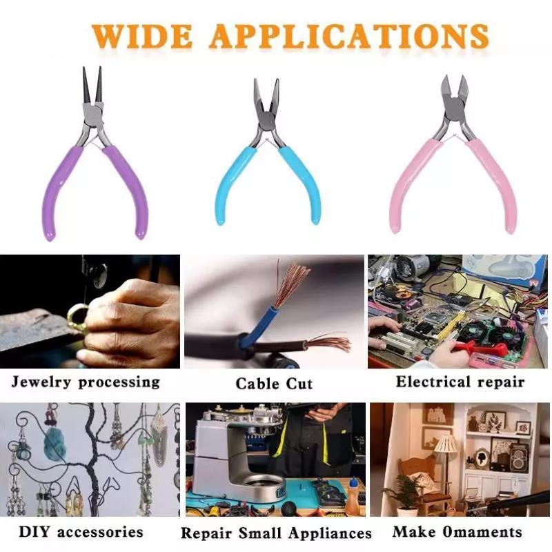 Jewelry Making Plier Tool Set Stainless Steel Non-Slip Handles Ideal Gift for DIY Craft Hobby Lovers Adults Kids