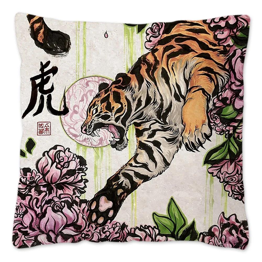 Tiger Head Printed Cushion Cover X Pillows Decorative  Animals Tiger Pillow Cover Home Decor Pillowcase For Couch