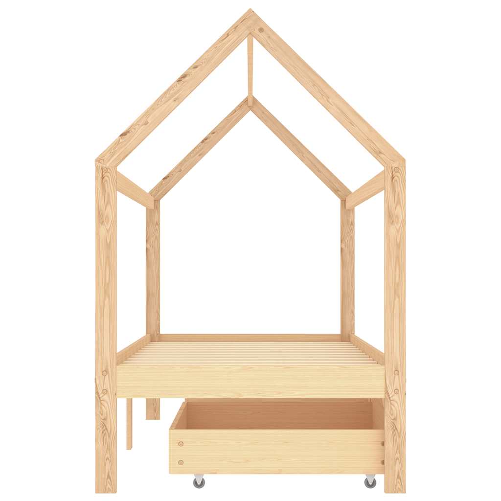 Children S Bed with Drawers Solid Pine Wood 90 X 200 Cm
