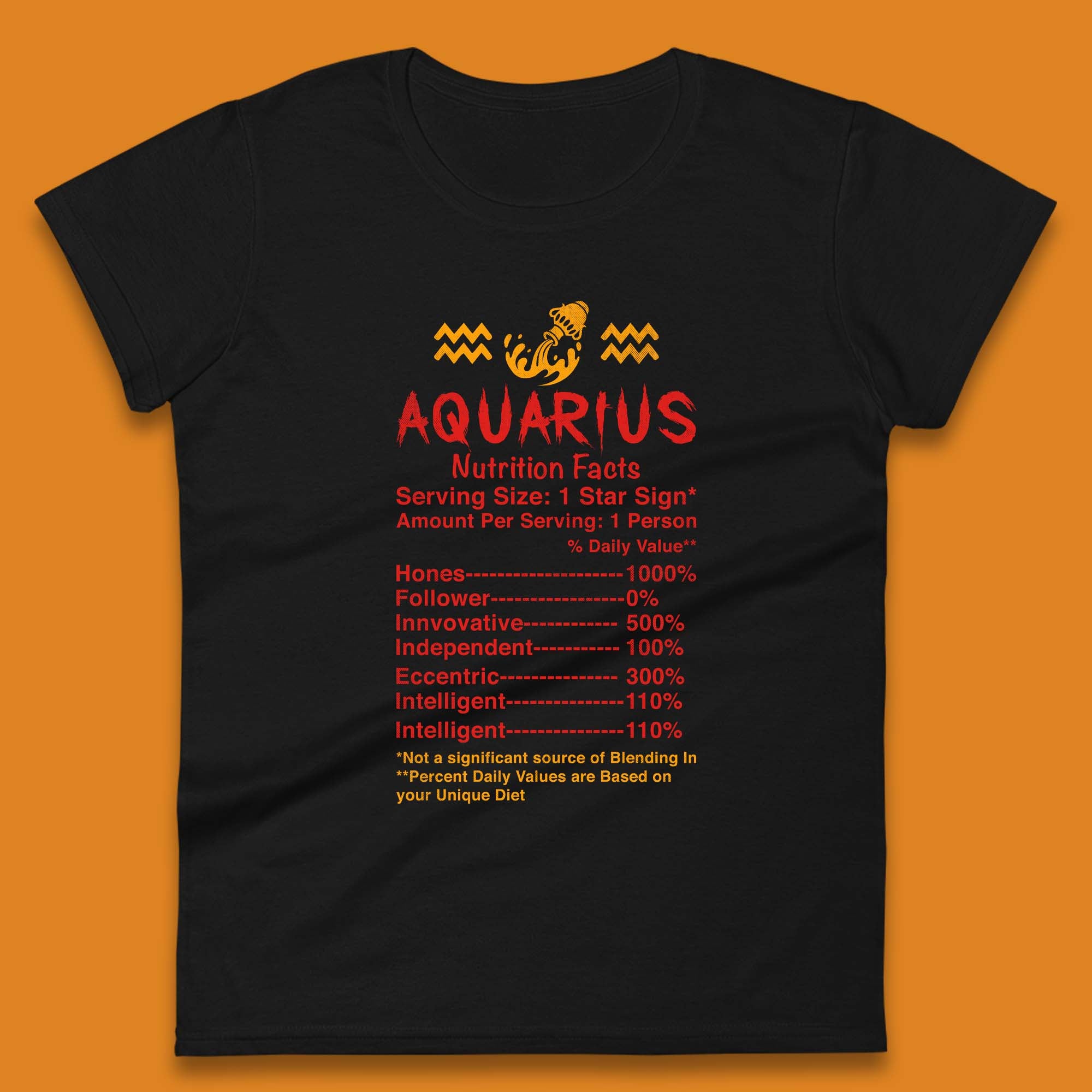 Aquarius Nutrition Facts Womens T-Shirt Mens Tops Tees Unisex 2XL