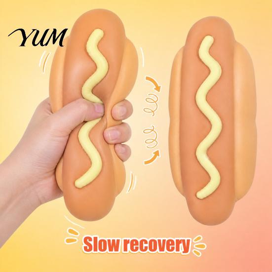 Realistic Food Shaped Squeeze Toy Giant Hot Dog Toy, 8.3" Slow Rising Unique Stress Reliever for Colleagues Soft Ball, Funny Sensory Fidget