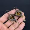 Tiger's Eye 999 Copper Wire Wrapped Earrings, Handmade Gemstone Earrings, Gift For Mom Antique Jewelry