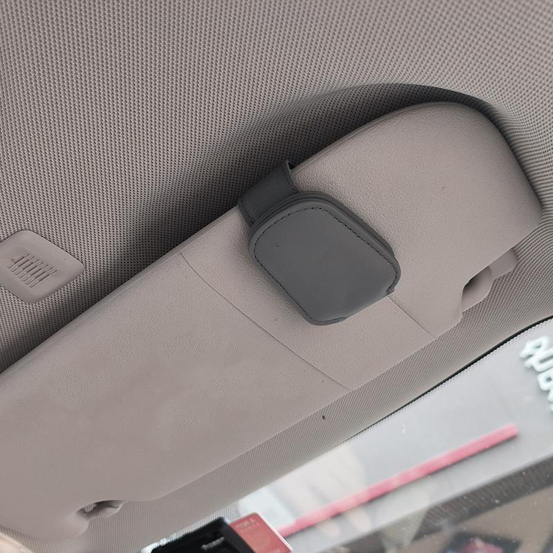 2 Pack Glasses Holder for Car Sun Visor, Genuine Leather Car Visor Accessories, Sunglasses Holder, Magnetic Sunglasses Holder, Ticket Clip