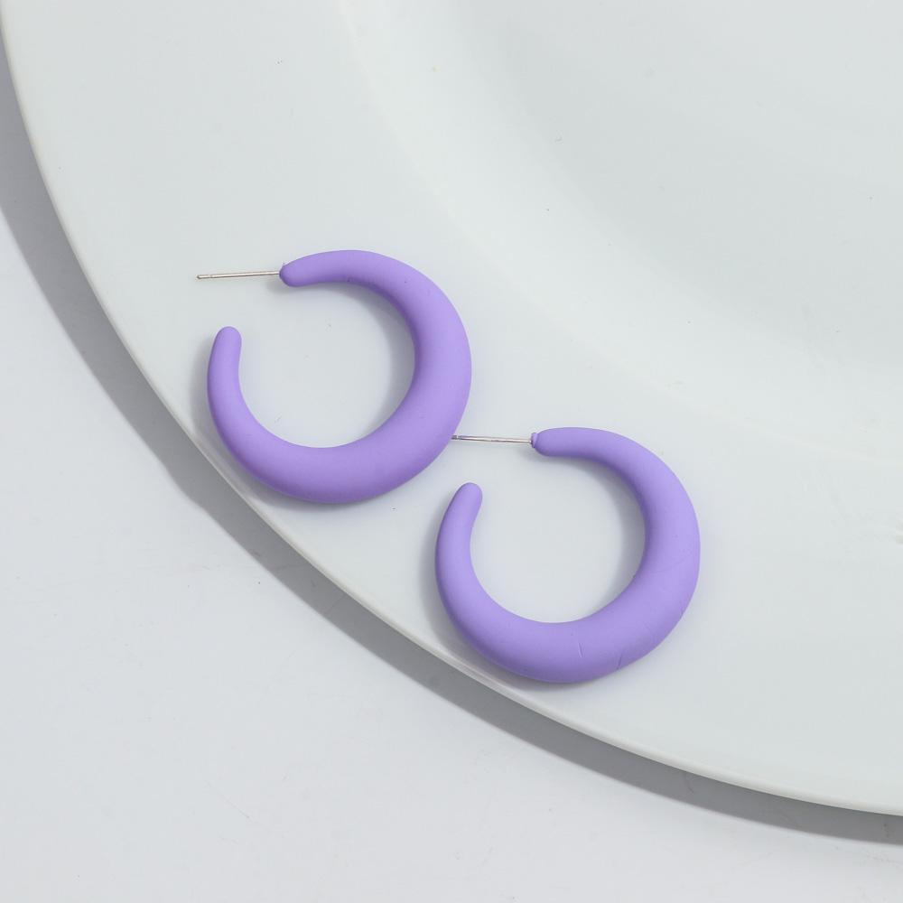 Korean Frosted Acrylic C-Shape Hoop Earrings for Women Resin Geometric Candy Color Circle Earrings 2025 Fashion Jewelry Gifts
