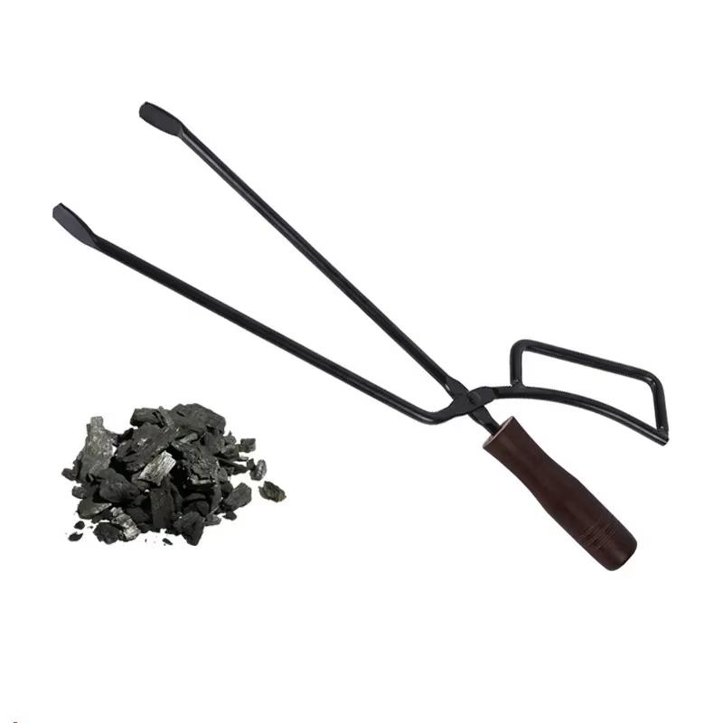 

Прочные жаростойкие щипцы для угля Удлиненный железный зажим для удобного обращения Барбекю Костер