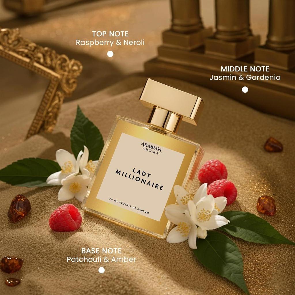 Aroma Árabe Lady Millionaire Perfume Para Mujeres | Fragancia Floral Frutal de Larga Duración