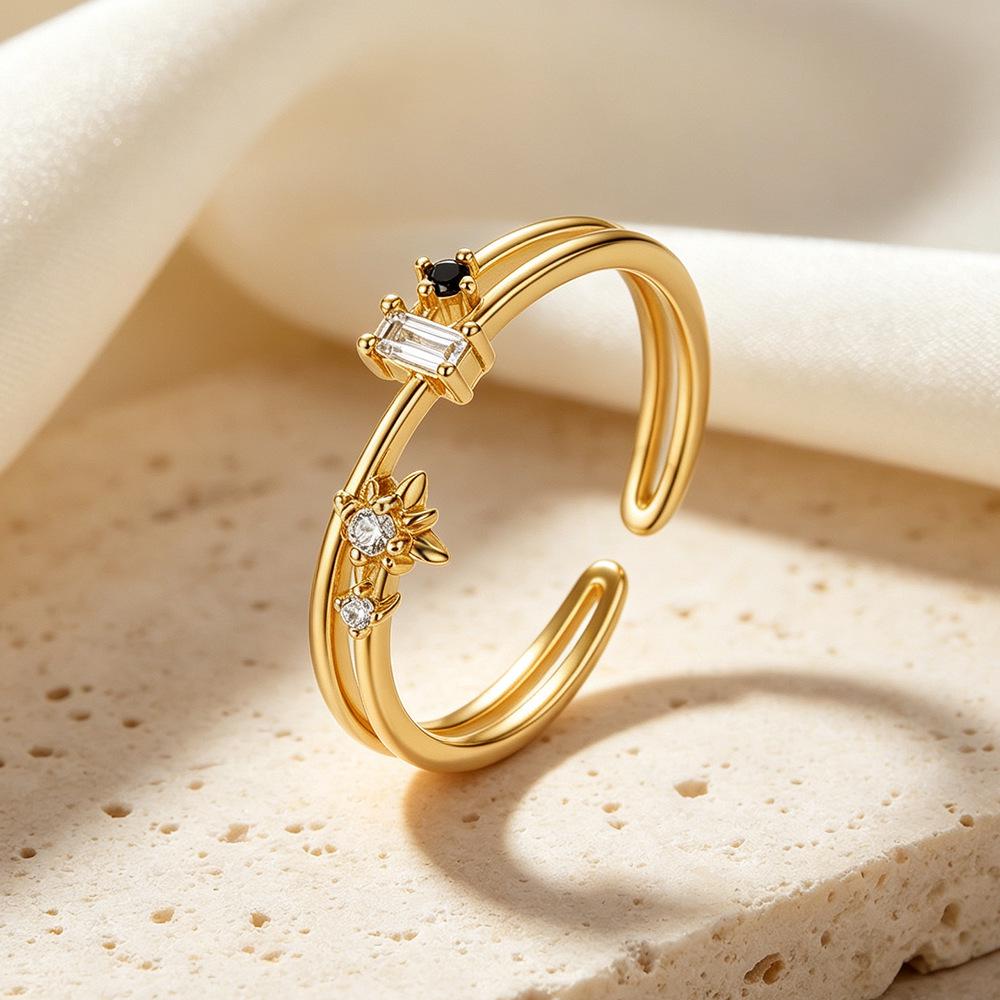 European-inspired Geometric Zircon Ring, S925 Sterling Silver, Versatile Index Finger Design for Women