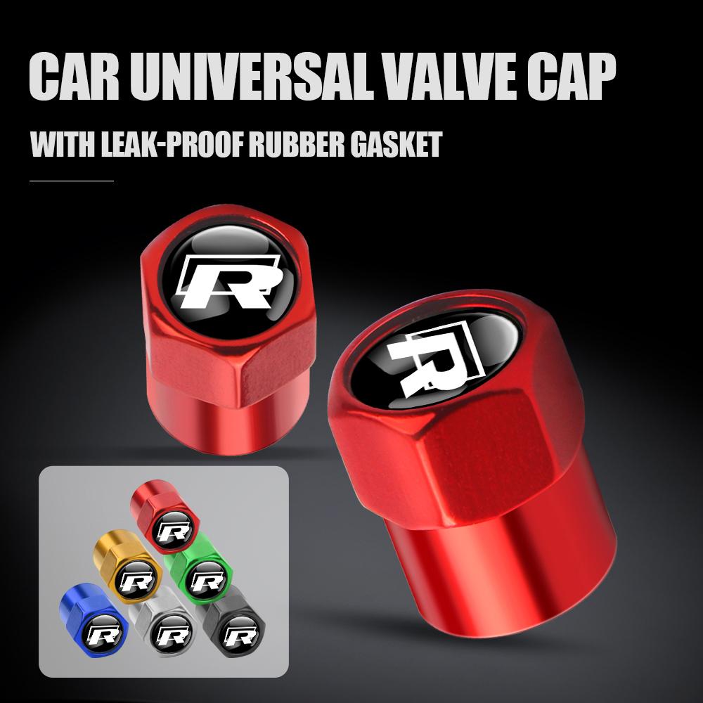 4PCS Car Wheel Valve Caps Auto Dustproof Tire Stem Air Covers For Volkswagen Motion MTM POLO GTI Blue Caddy Scirocco Golf Beetle V1