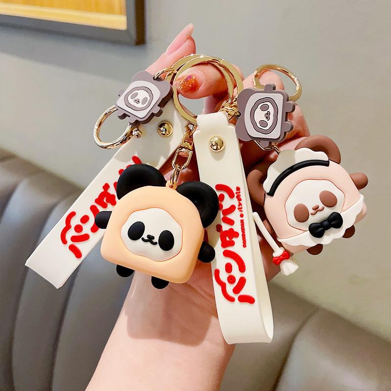 Chaveiro Adorável de Torrada de Panda Silicone Boneca de Pão Pingente de Comida Fofa Acessório