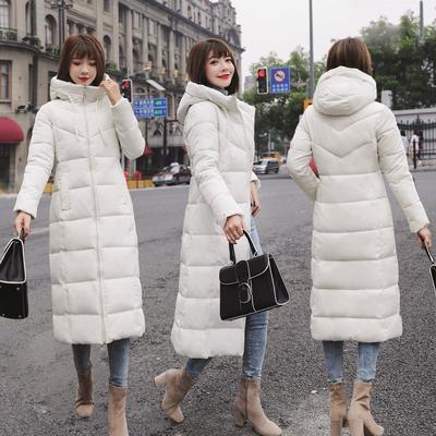Cotton-Padded Jacket Women's New Style Korean  Mid-Length Over-The-Knee Cotton-Padded Jacket With Hooded Padded Jacket