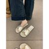 Gentle Red Open-toed Slippers for Women's Summer Wear 2025 New Versatile Flat-bottomed Holiday H Cool Slippers