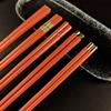 Orange 5 Pairs Chinese Chopsticks Sushi Sticks Korean Chopsticks Reusable Alloy Chop Sticks Kitchen Tableware Tool Accessories