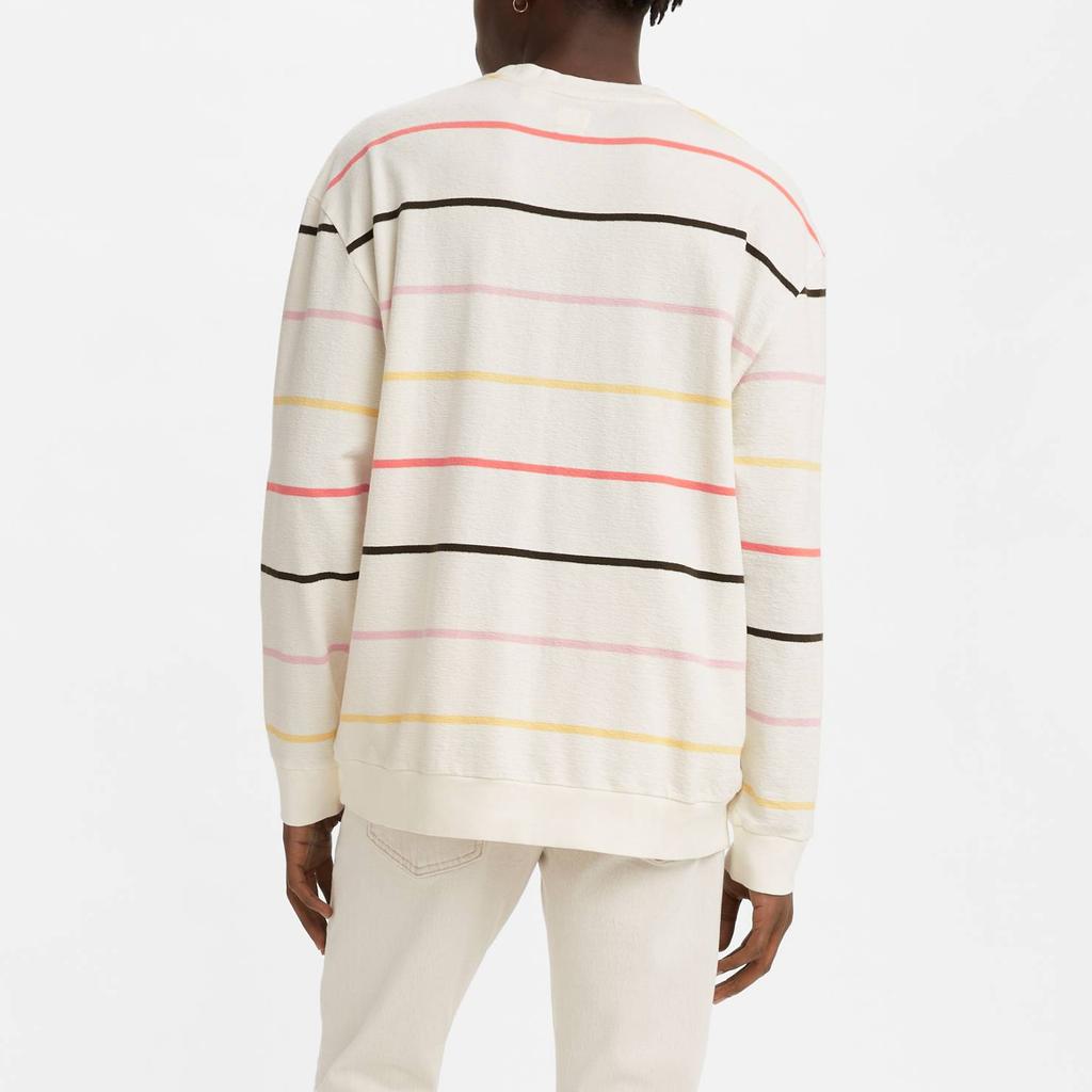 Levis Striped Loose Fit Crew Neck Long Sleeve Knit Sweater Men Sweater White A0129-0000