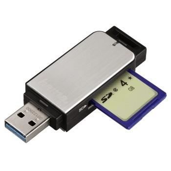 Lecteur De Cartes Mémoire - HAMA - 00123902 - USB 3.0 - Compatible SD/microSD - Noir Et Argent