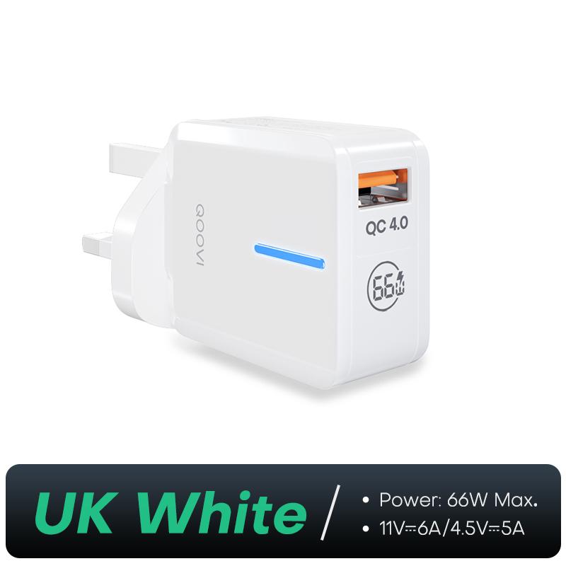 

QOOVI 66 Вт USB зарядное устройство QC 4.0 быстрая зарядка мобильный телефон настенный адаптер быстрая зарядка для iPhone 14 Samsung S23 Huawei Xiaomi Redmi