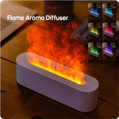 Newest RGB Flame Aroma Diffuser Humidifier USB Desktop Simulation Light Aromatherapy Purifier Air for Bedroom With 7 Colors
