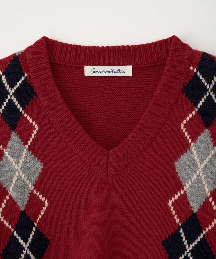 Sseomweeobeoteo Noelle Argyle Knit - Red