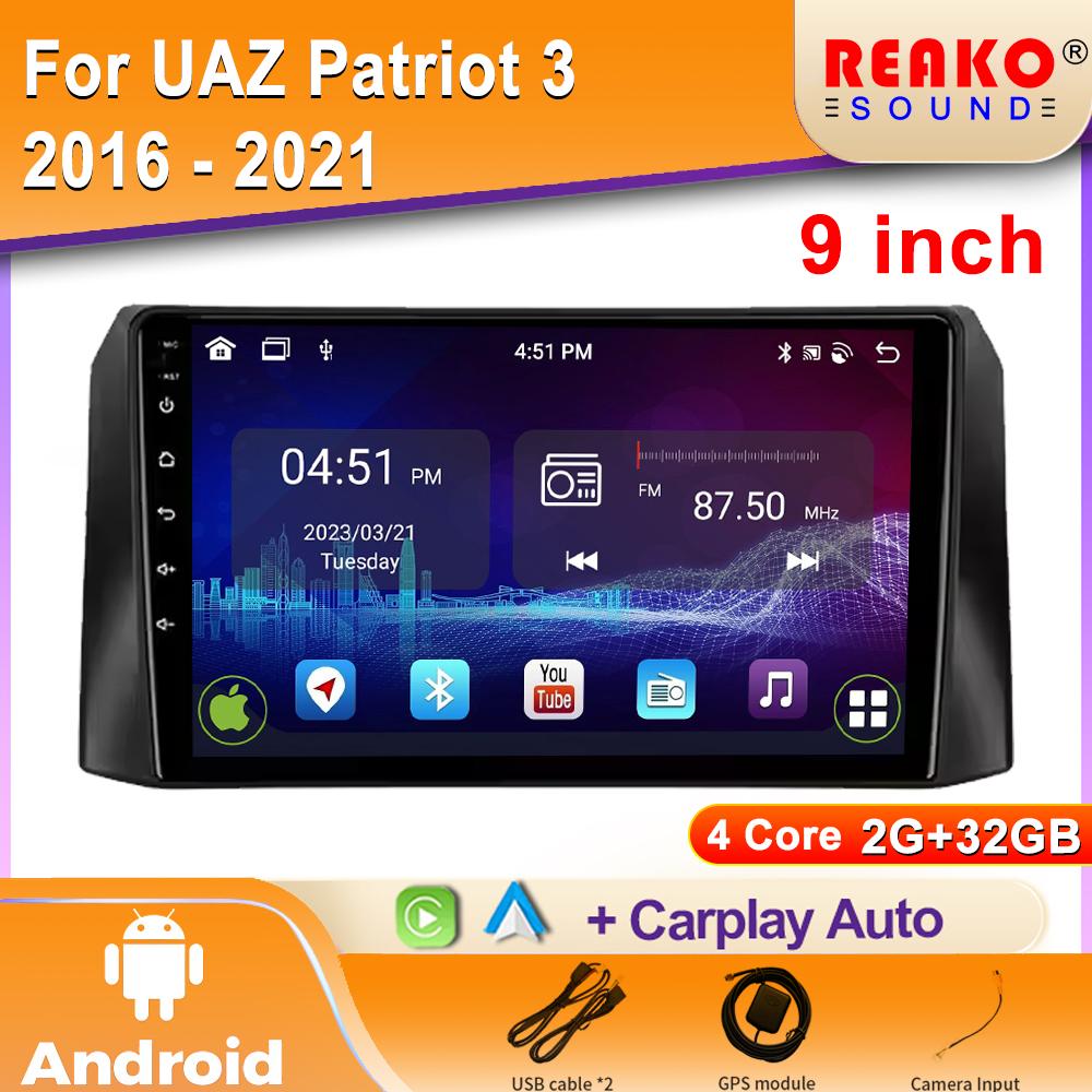 Android Auto For UAZ Patriot 3 2016 - 2021 Car Radio Multimedia Video Player GPS Navigation BT 4G WIFI HDR IPS Screen 2Din