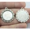 10pcs Fit 20mm Round Glass Cabochon Base Setting Pendant Tray For Jewelry DIY Making Antique Silver Color FM4024