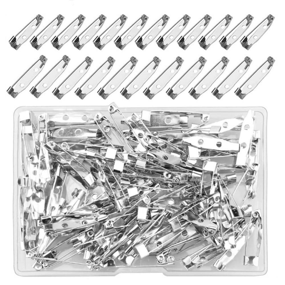 60/80/100 Stück Neue Metall-Stiftleisten Silber DIY Bastel-Anstecknadeln Rückseiten 15/20/25/32/38/45mm Broschenverschluss-Stifte Nähzubehör